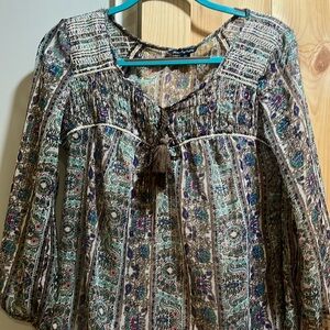 American Eagle Outfitters Multicolor Boho Blouse lightweight size small